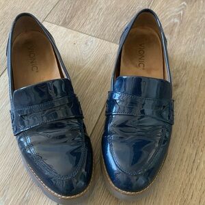 Patent Navy Blue Vionic Loafers